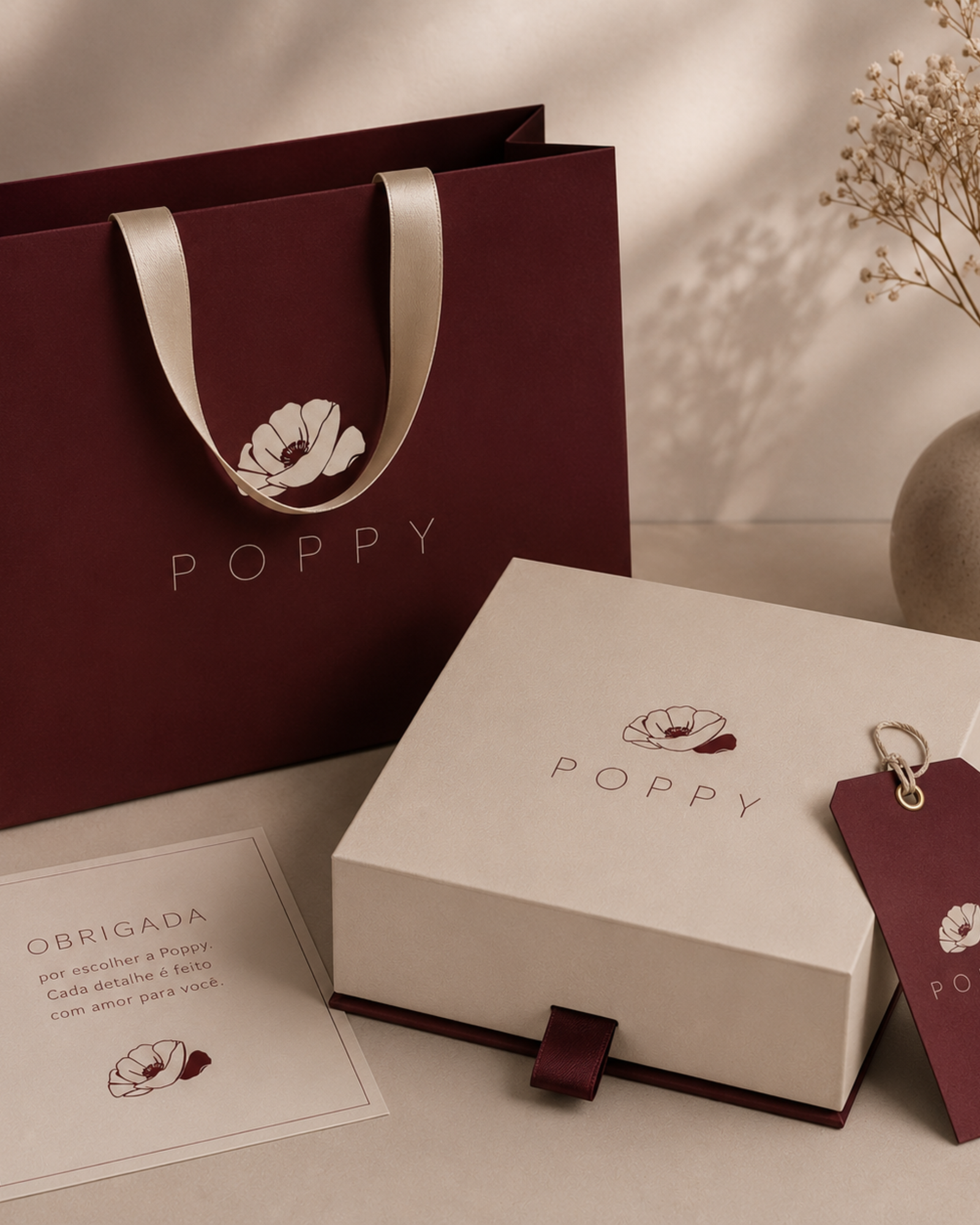 Embalagem e identidade visual da marca Poppy criada pela SEHA