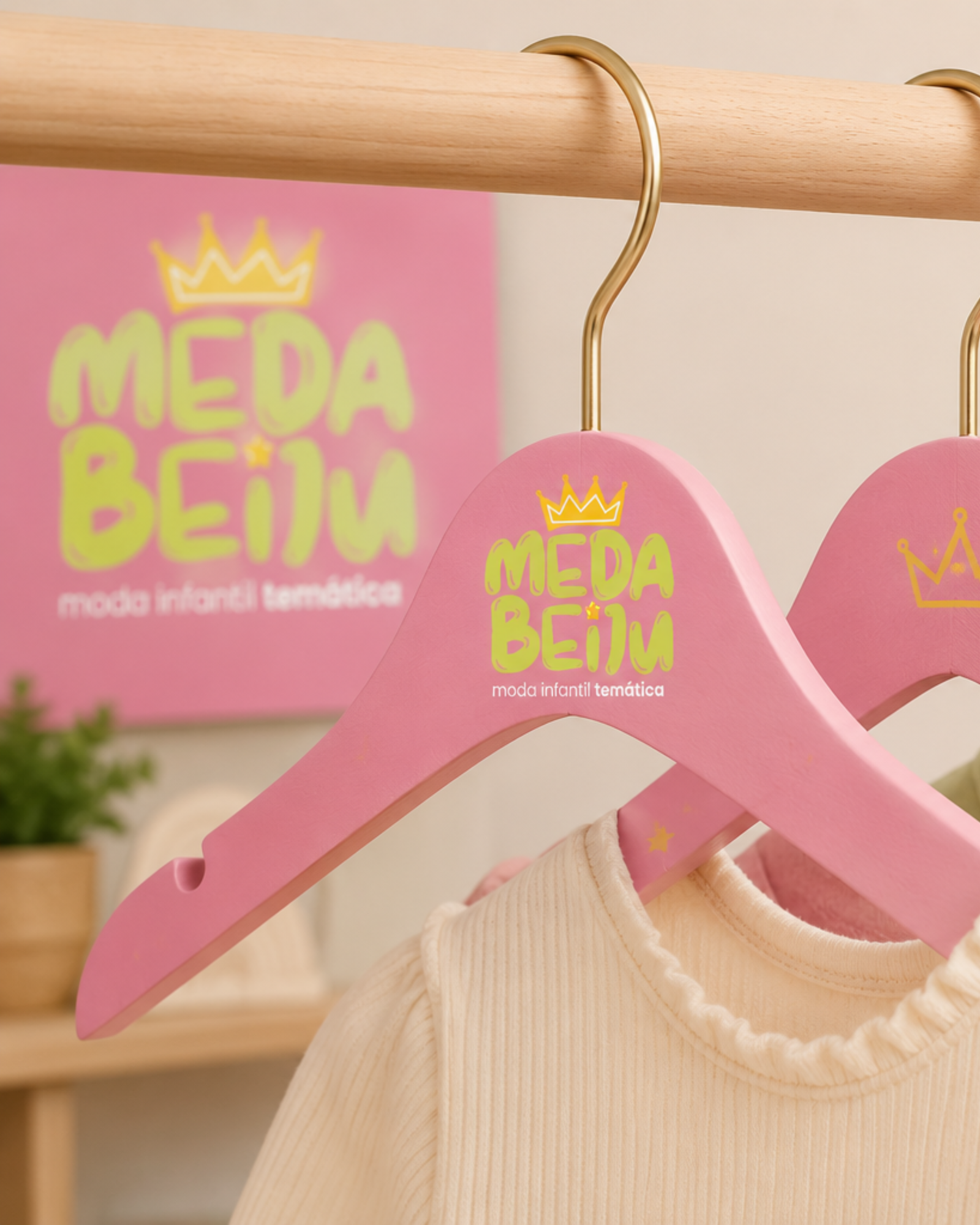 Identidade visual da marca infantil Meda Beiju criada pela SEHA